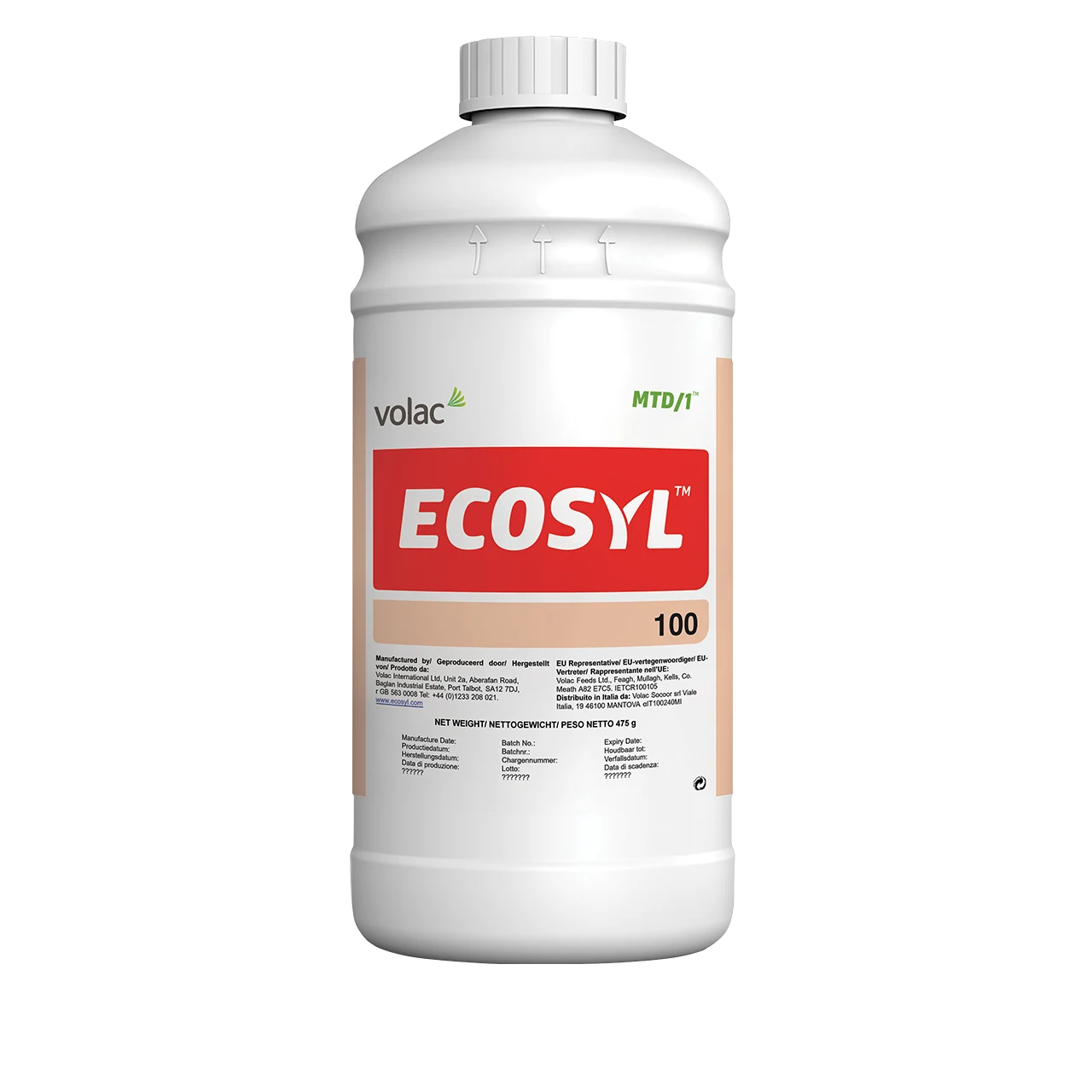 flasche mit siliermittel ecosyl, milchsaeurebakterien mit hoher impfdichte fuer optimale vergaerung und passenden phwert in der silage